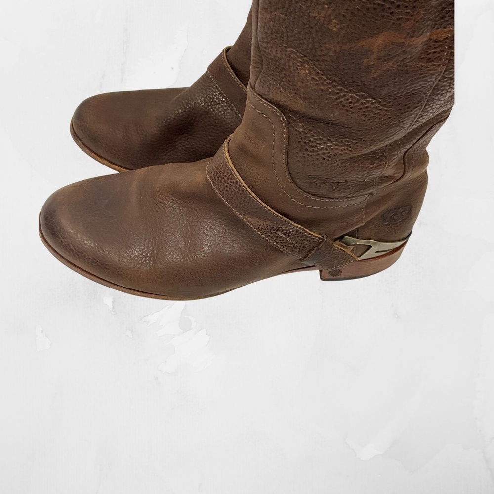 UGG Leather Western Boots Women’s 8 Brown Tall Harness Zip Equestrian - Picture 13 of 13